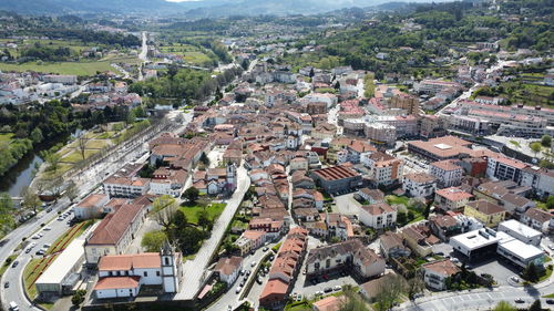 Using drone. downtown, arcos de valdevez