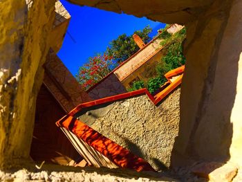 Low angle view of construction site against sky