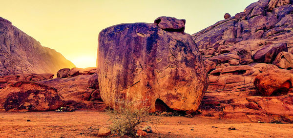 Rock formations on sunny day