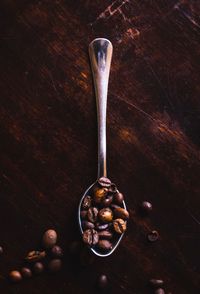 High angle view of coffee on table