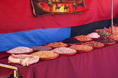 High angle view of food on table