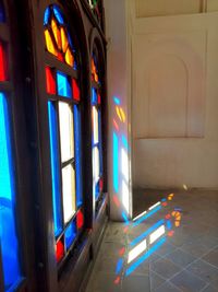 Illuminated entrance of building