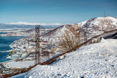 Snow covered mountain against sky