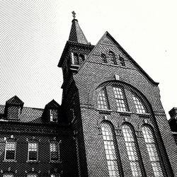 Low angle view of church against clear sky