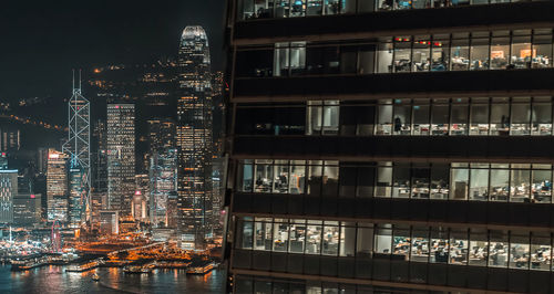 View of modern building at night