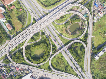 High angle view of elevated road in city