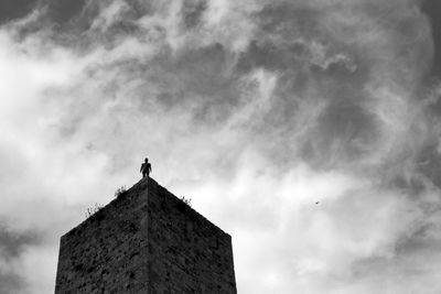 Low angle view of bird against sky