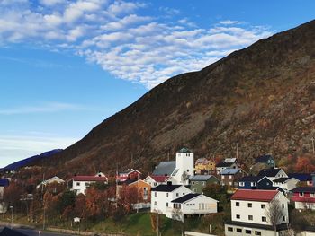 High angle view of townscape against sky