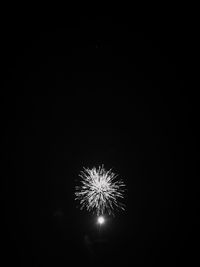 Low angle view of firework display at night