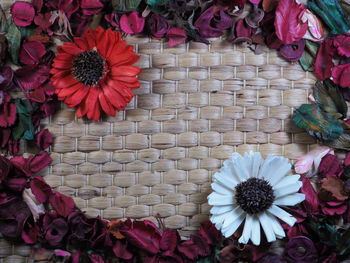 High angle view of flower bouquet