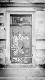 Closed door of old building