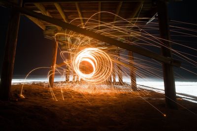 Illuminated lights at night