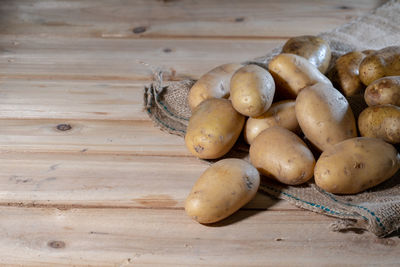 High angle view of eggs on table