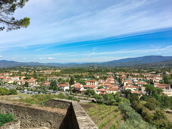 High angle view of townscape against sky