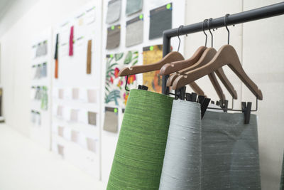 Close-up of clothes hanging on clothesline