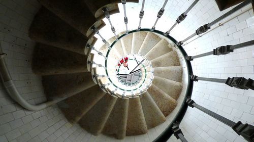 Directly below shot of spiral staircase