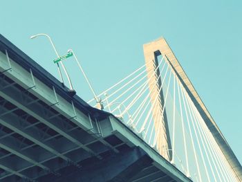 Low angle view of built structure against clear blue sky