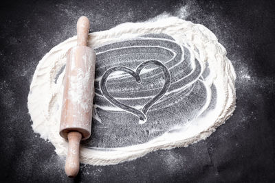 High angle view of heart shape on table