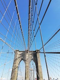Low angle view of suspension bridge