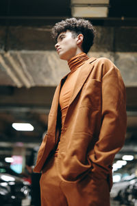 Side view of man looking away