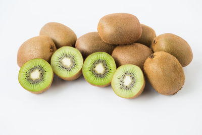 High angle view of fruits against white background
