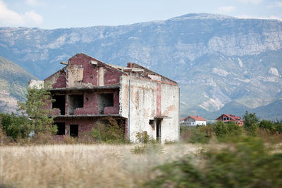 Old ruined house after bombing in bosnia and herzegovina. 