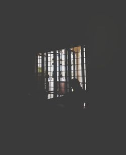 Silhouette people in building