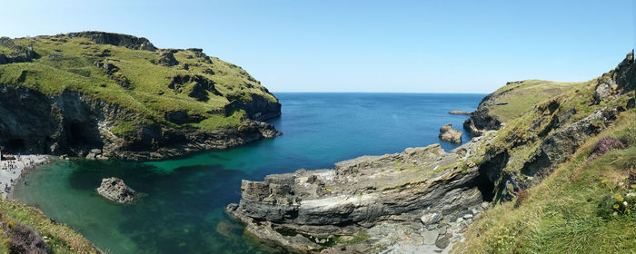 Scenic view of sea against clear sky