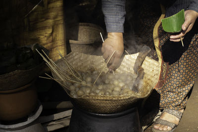 Salome is a traditional indonesian food that is round in shape and served when it's still hot
