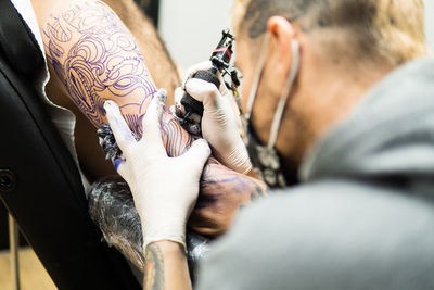 Midsection of woman with hands