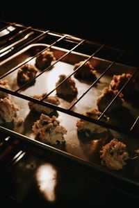 Close-up of meat on barbecue grill