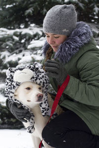 Close-up of boy in snow