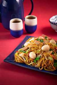 Close-up of food on table