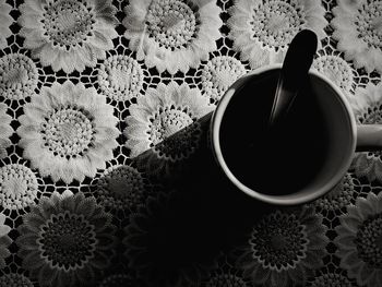 High angle view of coffee on table