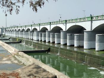 Bridge over river against clear sky