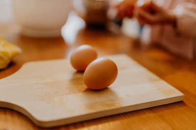 Close-up of egg on table