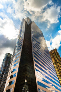 Low angle view of modern buildings against sky