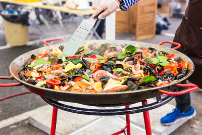 Close-up of food on barbecue grill