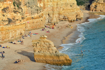 High angle view of people on beach