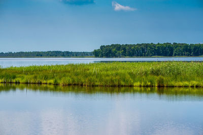 Scenic view of lake against sky