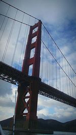 Low angle view of suspension bridge