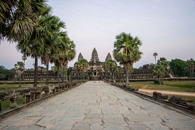 View of temple against sky at angkor wat temple, cambodia