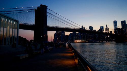 Suspension bridge over river