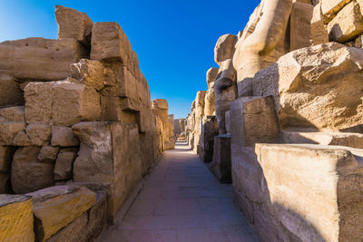 Famous karnak temple in luxor, egypt. blue sky no clouds