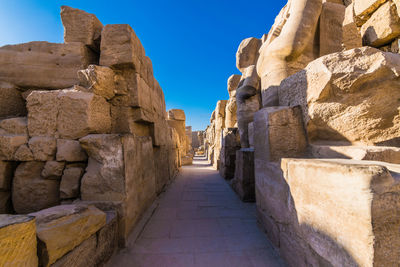 Famous karnak temple in luxor, egypt. blue sky no clouds