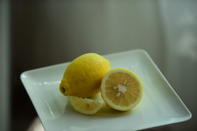 Close-up of fruits in plate