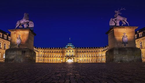 Stuttgart castle brilliantly illuminated at blue hour