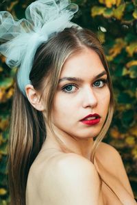 Close-up portrait of a beautiful young woman