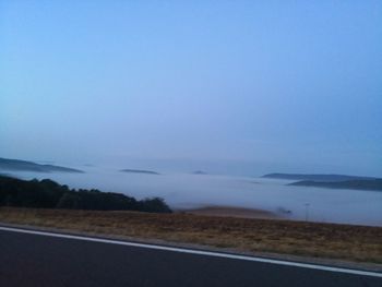 Scenic view of road against clear sky