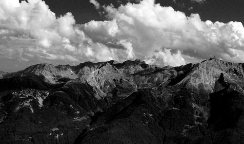 Panoramic view of rocky mountains against sky